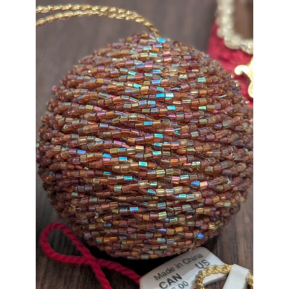 VTG Pier One Christmas Ornaments Rhinestone Jeweled Beaded Embroidered Tassled - Picture 5 of 12